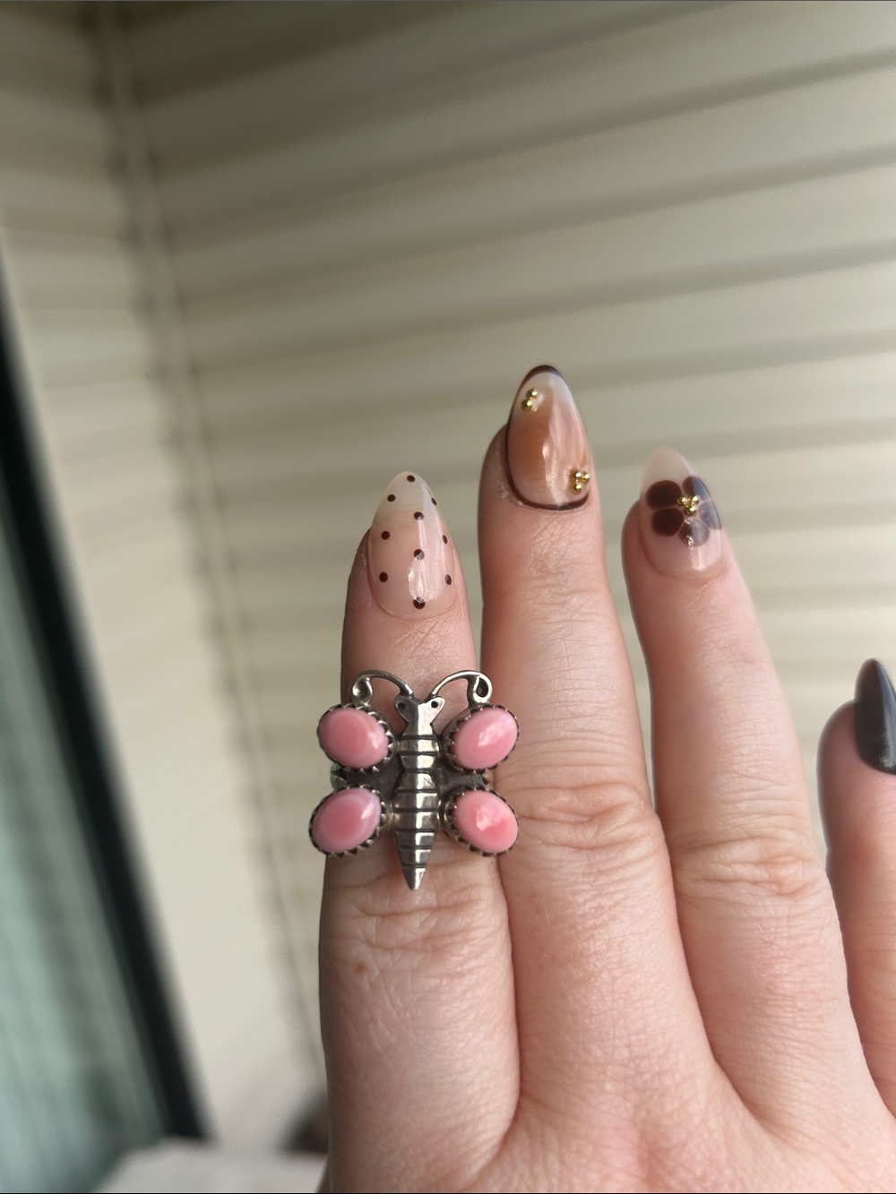 Pink Conch Butterfly Ring